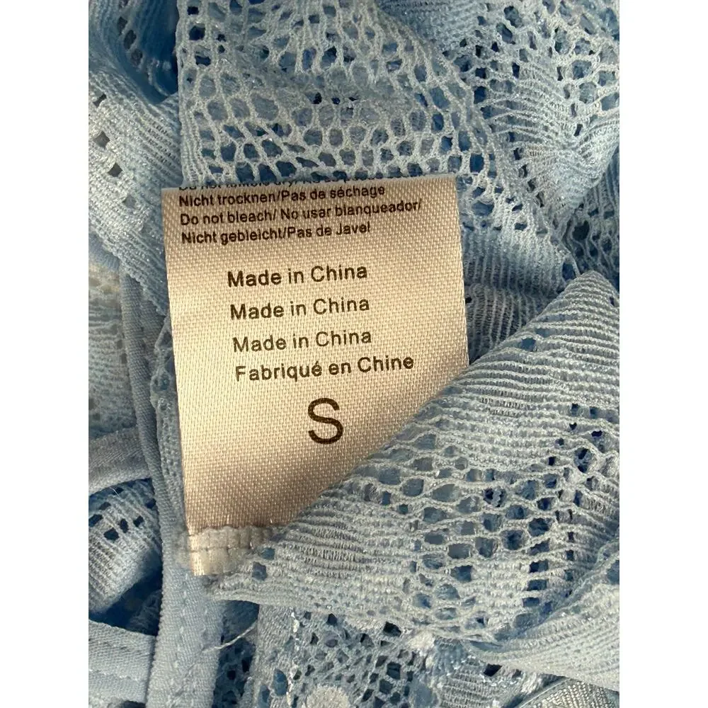 NWT AvidLove Sexy Blue Lace Lingerie Bodysuit with Intricate Floral Design